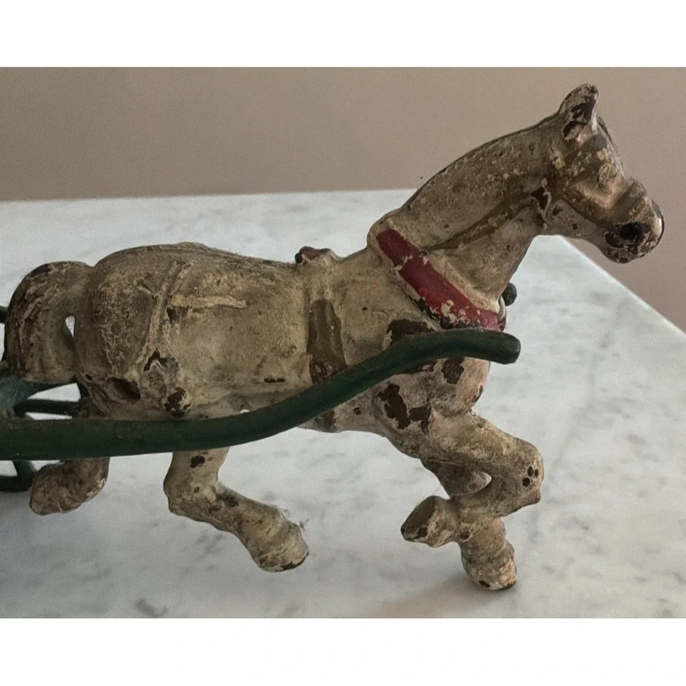 Antique Cast Iron Horse Drawn Ice Wagon Early 1900s